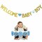 Welcome Baby Cake Toppers Blue Paper Flower Cupcake & Party Décor